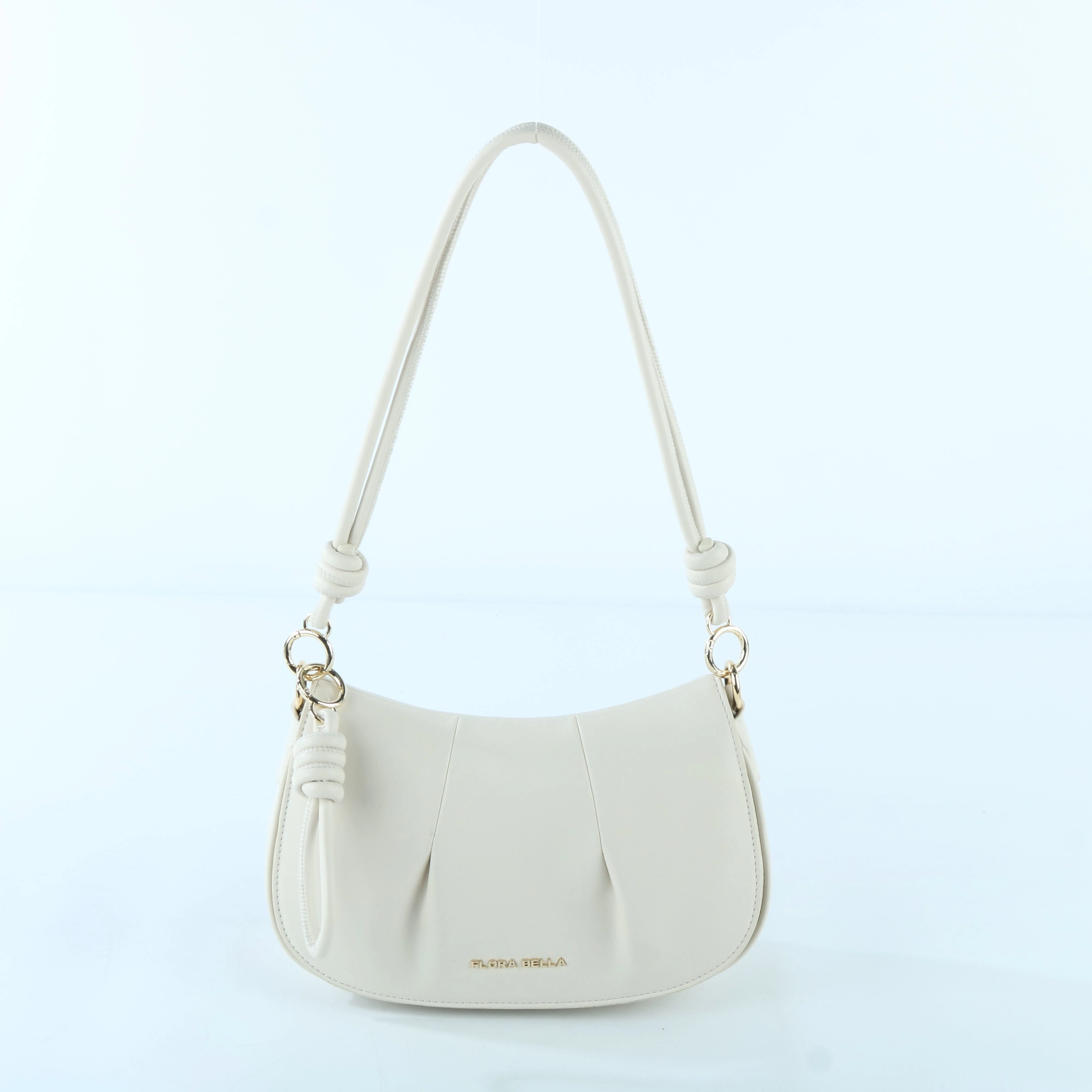Elegant Off-White Saddle Bag with Knot Strap Detail | Versatile Crossbody & Shoulder Bag
